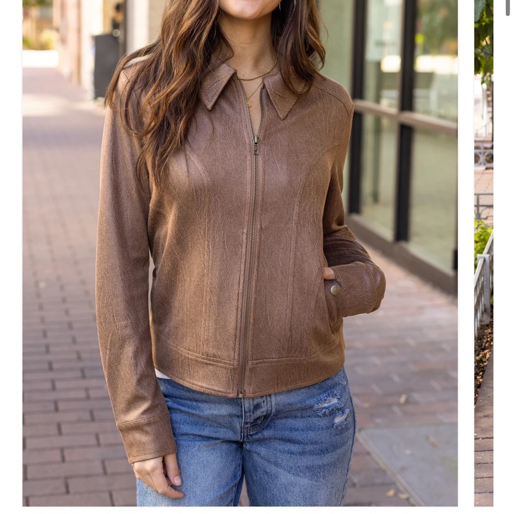 Grace & Lace cafe faux leather jacket